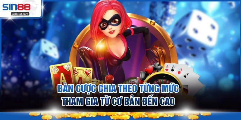 Bàn cược chia theo từng mức tham gia từ cơ bản đến cao